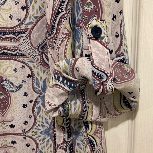 New York & Company Soho Jeans Women’s  Cream and Blue Blouse Elegant Top Sz. XL - Picture 5 of 8